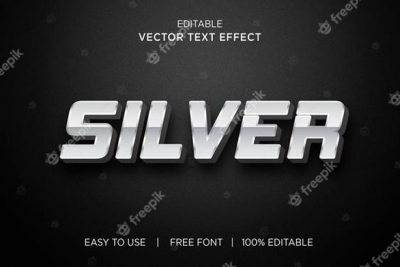 افکت متن 3 بعدی نقره ای - 3d silver editable text effect text effect