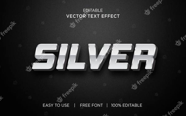 افکت متن 3 بعدی نقره ای - 3d silver editable text effect text effect