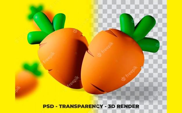 آیکون 3 بعدی هویج - Carrot vegetable 3d illustration with transparency background