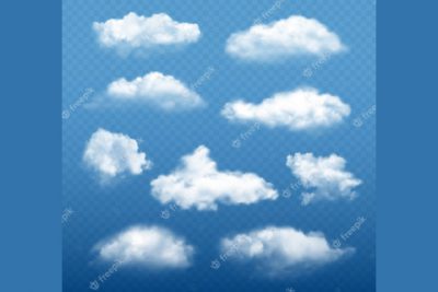 وکتور اسمان ابری - Cloudy sky realistic. beautiful white clouds