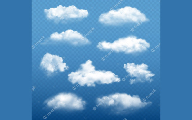 وکتور اسمان ابری - Cloudy sky realistic. beautiful white clouds