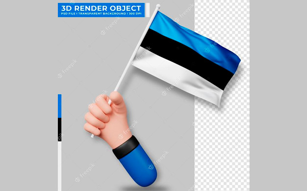 دست و پرچم استونی - Cute illustration of hand holding estonia flag