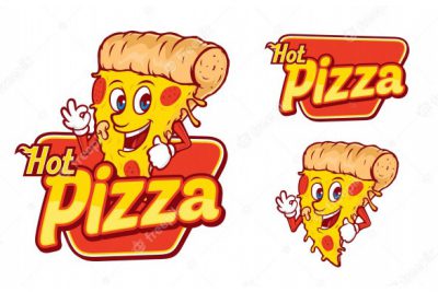 لوگوی پیتزا خوشمزه - Delicious hot pizza italian foods logo template
