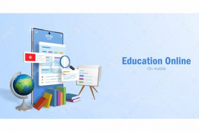 بنر آموزش آنلاین - Education online concept web banner for online education