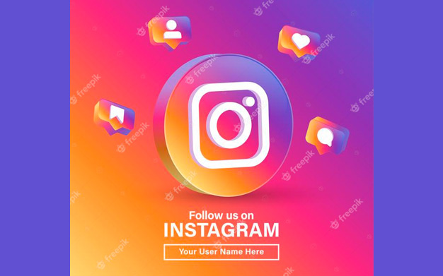 لوگو 3 بعدی اینستاگرام - Follow us on instagram with 3d logo in modern circle for social media icons logos or join us banner