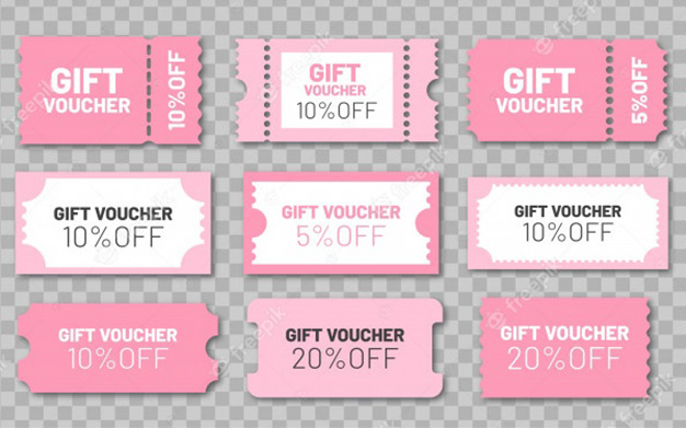 وکتور کوپن هدیه و تخفیف - Gift voucher set. pink discount coupons