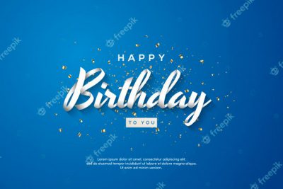 بک گراند تولد - Happy birthday background with 3d white writing on a blue background