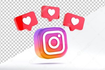 آيكون 3 بعدی اینستاگرام - instagram icon with likes on a white background in 3d