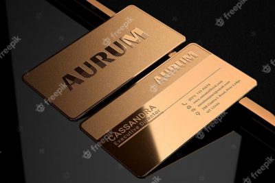 موكاپ بیزینس کارت فلزی لوکس - Luxury gold metal business card logo mockup