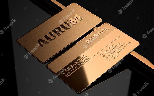 موكاپ بیزینس کارت فلزی لوکس - Luxury gold metal business card logo mockup