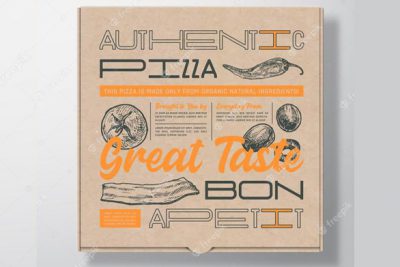 جعبه مقوایی پیتزا - Pizza realistic cardboard box container