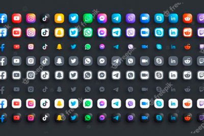 آیکون رسانه های اجتماعی - Popular social media network 3d color and black white modern icons set