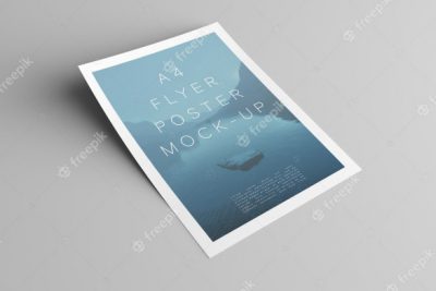 موكاپ پوستر خاكستری - Poster mockup isolated on grey