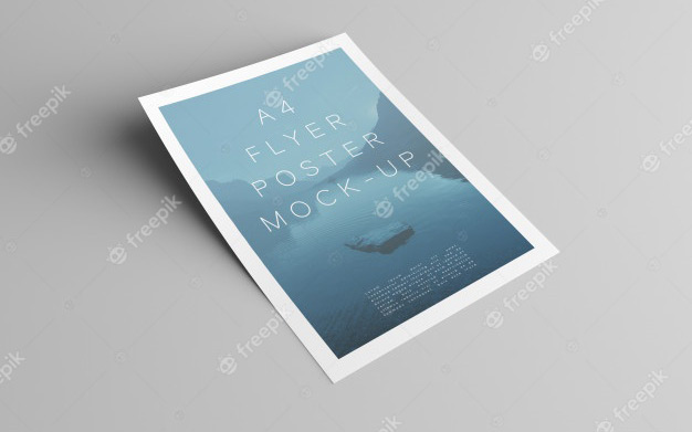 موكاپ پوستر خاكستری - Poster mockup isolated on grey