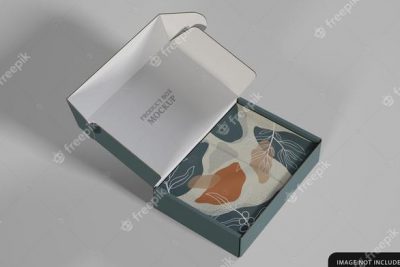 موكاپ جعبه محصول - Product box with decorated paper mockup design