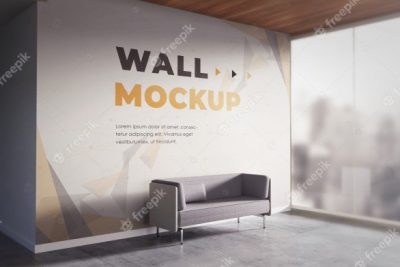 موكاپ کاغذ دیواری - Realistic backdrop mockup office wall texture