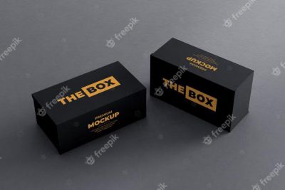 موكاپ جعبه کفش سیاه و زرد - Shoes box mockup black yellow
