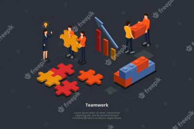وکتور مفهوم کار گروهی - Teamwork concept isometric illustration