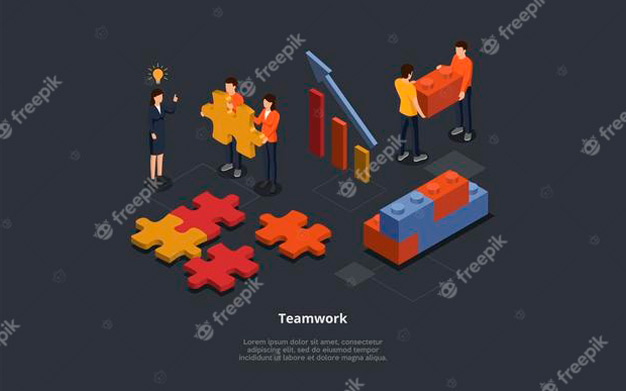 وکتور مفهوم کار گروهی - Teamwork concept isometric illustration