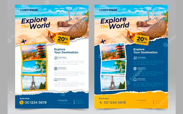 بروشور تور و مسافرت - Tour and travel flyer design template