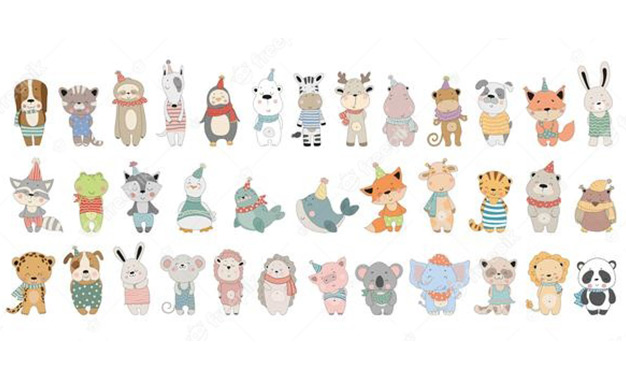مجموعه وکتور حیوانات کارتونی زیبا - Vector collection of cute cartoon animals