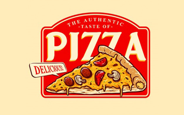 لوگوی پیتزا خوشمزه - Vector of delicious pizza logo badges