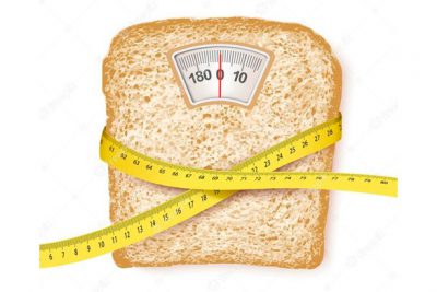 وکتور رژیم غذایی - Weighing scales in form of a bread slice and measuring tape
