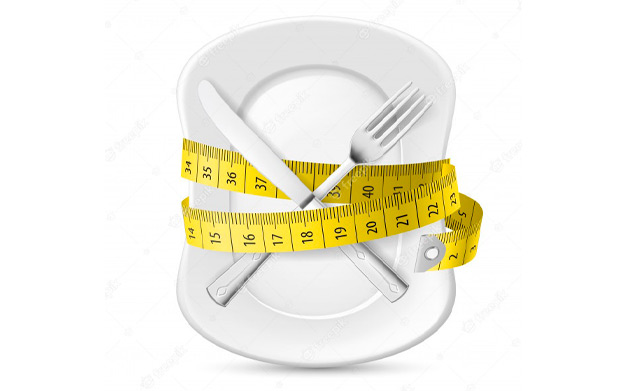 وکتور رژیم غذایی - Yellow measure circling a plate