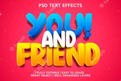 افکت متن فانتزی - You and friend text effect template