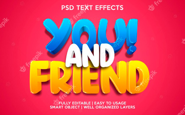 افکت متن فانتزی - You and friend text effect template