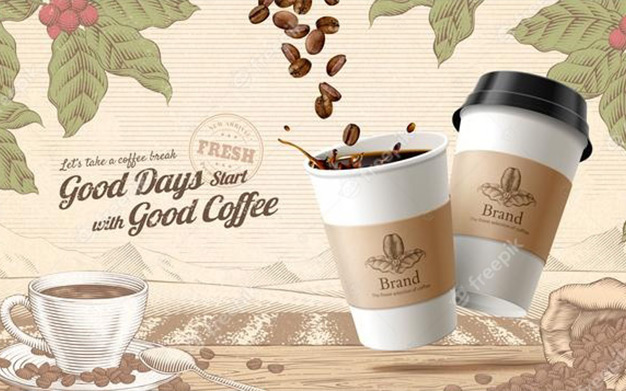 تبلیغات 3 بعدی قهوه - 3d illustration togo coffee ads engraving