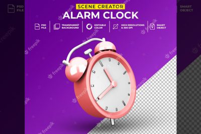آیکون 3 بعدی ساعت زنگدار مینیمال - 3d render minimalist alarm clock