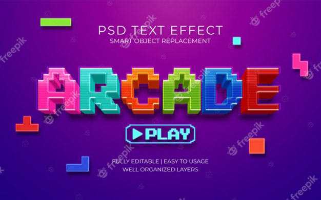 افکت متن بازی - Arcade game text effect