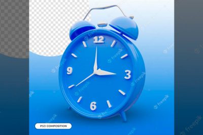 آیکون 3 بعدی ساعت زنگدار آبی - Blue alarm clock 3d icon