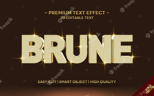 افکت متن 3 بعدی فانتزی - Brune 3d gold text style effect