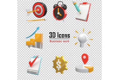 ست 3 بعدی بیزینس - Business 3d icons set rendering