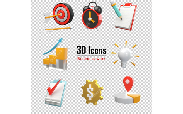 ست 3 بعدی بیزینس - Business 3d icons set rendering