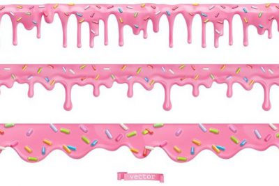 وکتور شیرینی صورتی پیراشکی - Donut pink icing with sprinkles