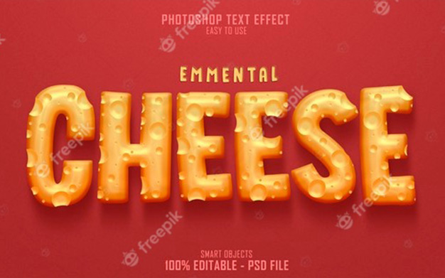 افکت متن فانتزی - Emmental cheese 3d text style effect