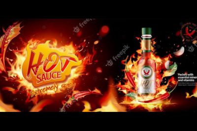بنر تبلیغاتی سس چیلی تند - Hot chili sauce ads banner