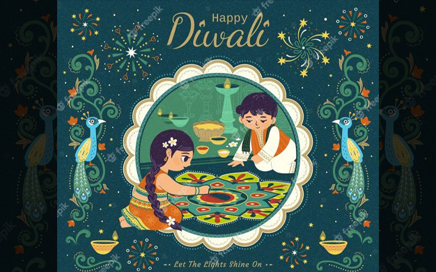 تصویر دیوالی دوستداشتنی - Lovely diwali illustration