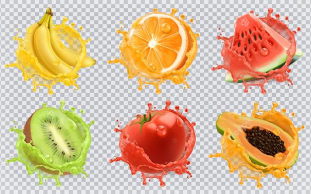 ست آیکون میوه - Fresh fruits 3d icon set