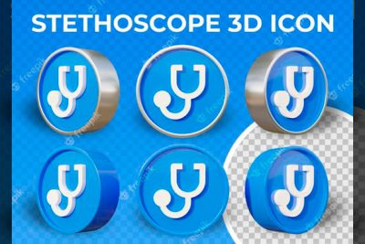 آیکون3 بعدی گوشی پزشکی - flat stethoscope 3d icon