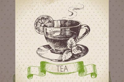 بک گراند منو - Tea vintage background menu design