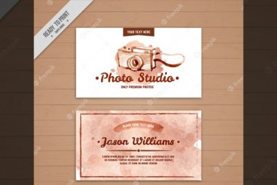 کارت ویزیت آتلیه عکس - Watercolor photo studio business card
