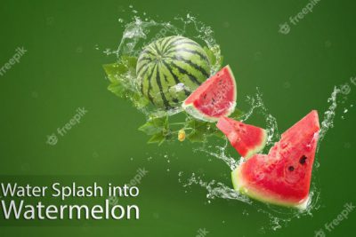 پاشیدن آب روی تکه های هندوانه - Water splashing on watermelon