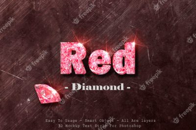 افکت متن فانتزی سه بعدی - 3d red diamond text style