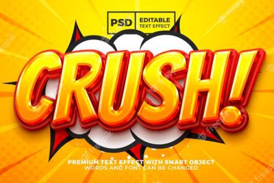 افکت متن فانتزی - Crush comic glossy 3d editable