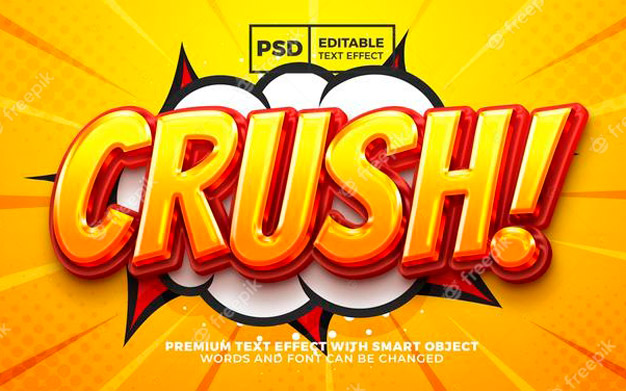 افکت متن فانتزی - Crush comic glossy 3d editable
