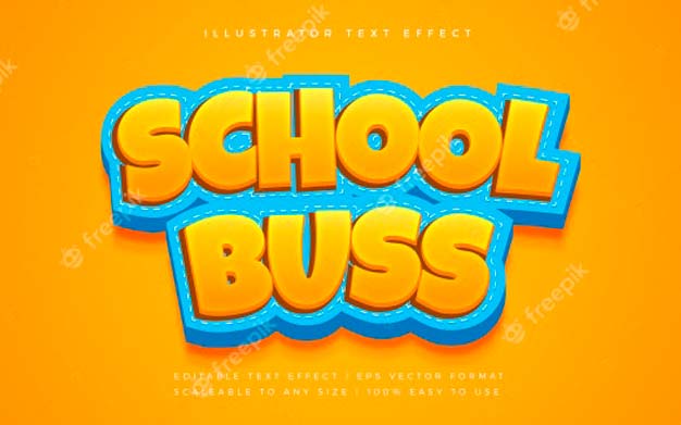 افکت متن فانتزی - School bus text style